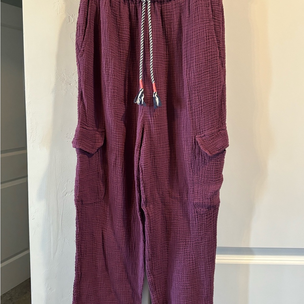 Sundry Textured Wide-Leg Pants in Plum